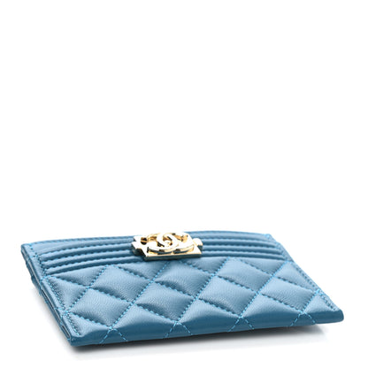 Chanel Lambskin Quilted Boy Card Holder Blue 4 of 9