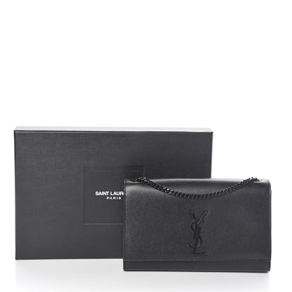 Saint Laurent Grain De Poudre Medium Classic Monogram Kate Satchel Black 9 of 9