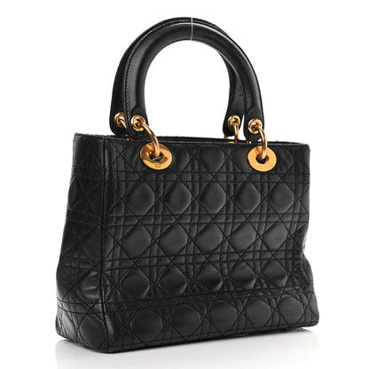 Christian Dior Lambskin Cannage Medium Lady Dior Black 2 of 10