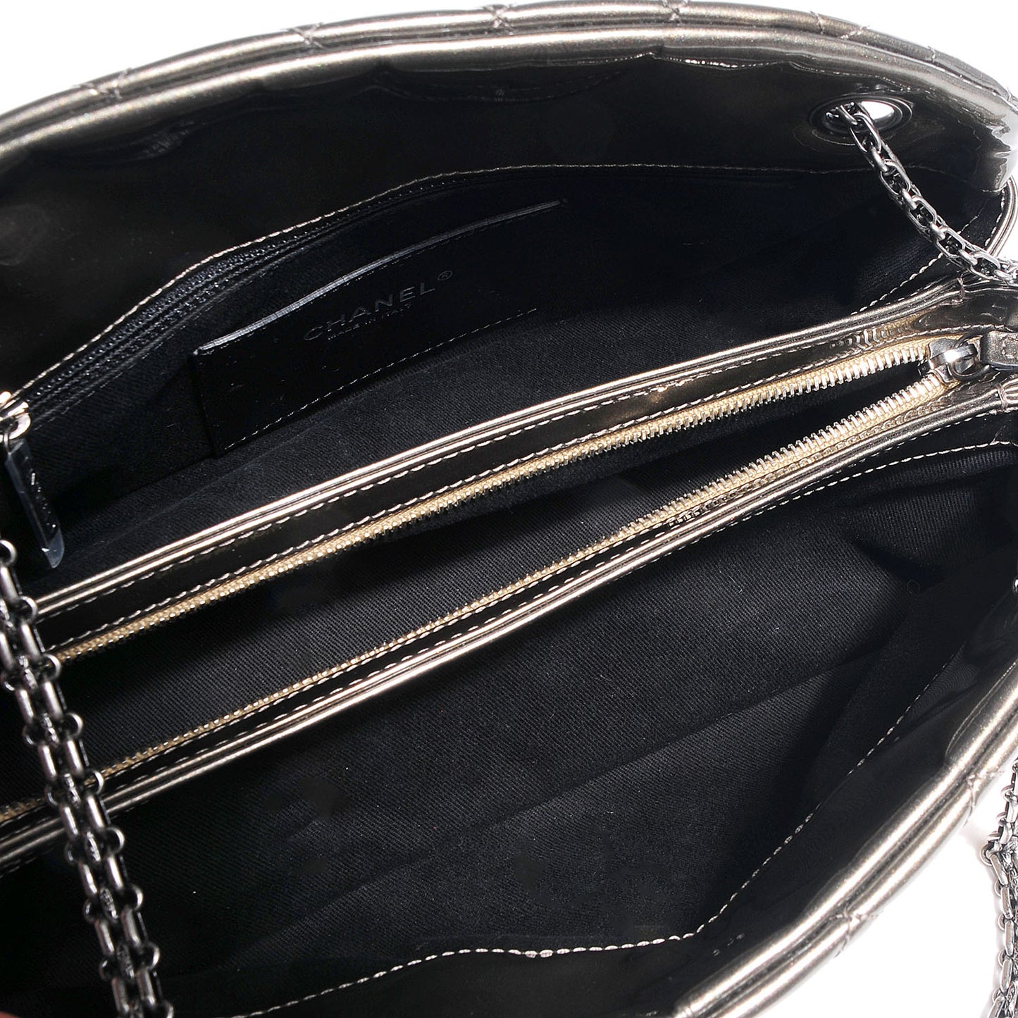 Metallic Patent Quilted Medium Just Mademoiselle Bowling Bag Gold Degrade