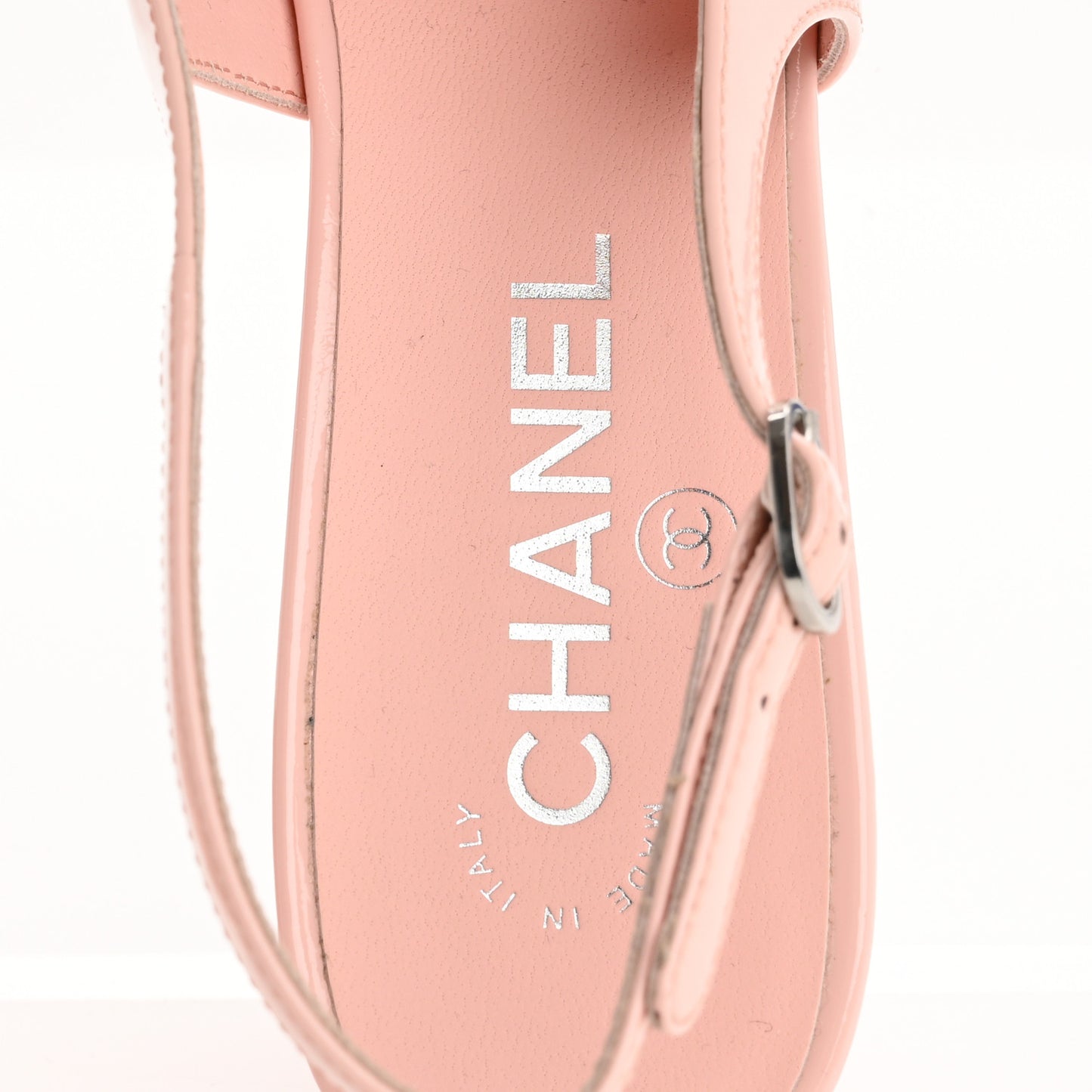 Patent Calfskin Cap Toe CC Slingback Pumps 39 Light Pink