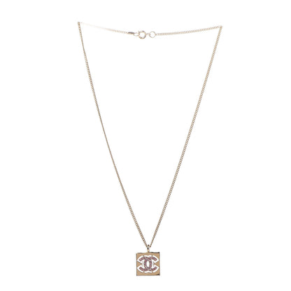 Chanel CC Square Pendant Necklace Pink Gold 3 of 5