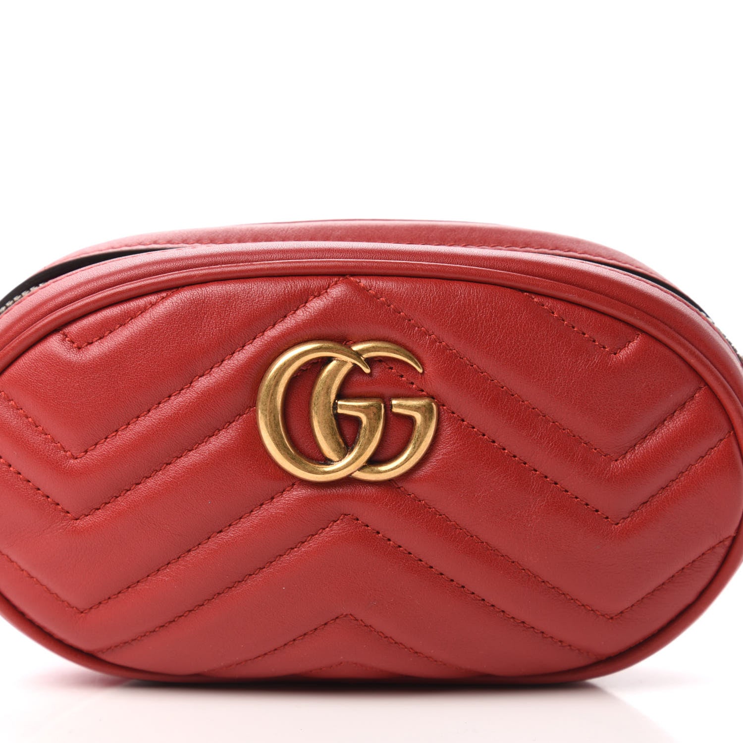 Gucci Calfskin Matelasse GG Marmont Belt Bag 85 34 Hibiscus Red 11 of 11