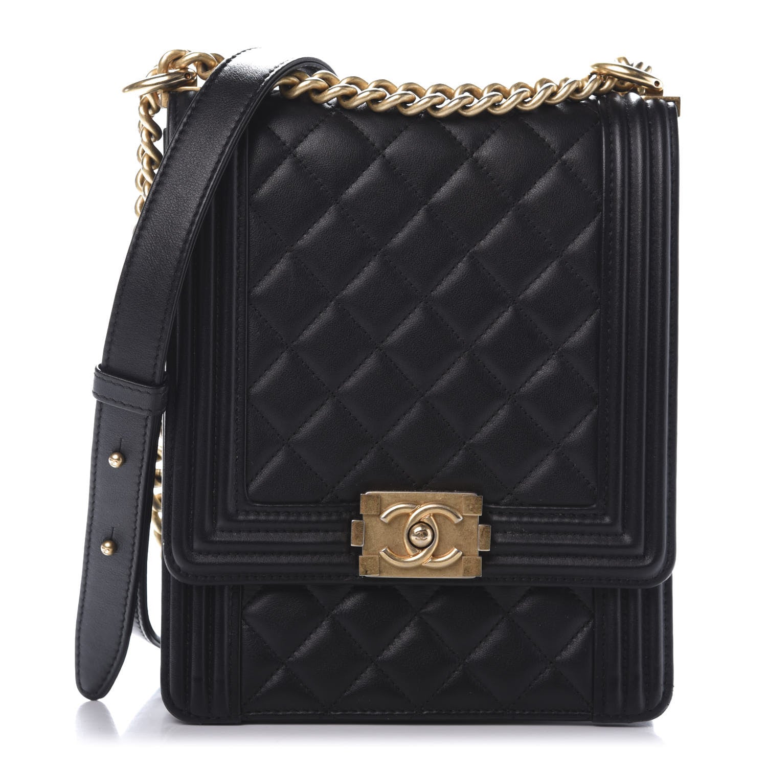 Chanel Calfskin Quilted North South Boy Flap Black 1 of 10