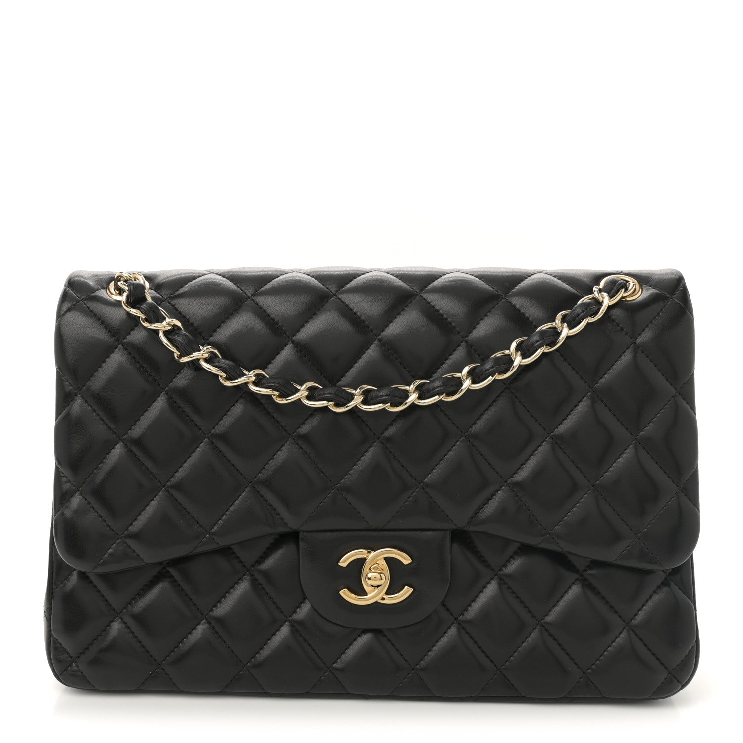 Chanel Lambskin Quilted Jumbo Double Flap Black 1 of 11