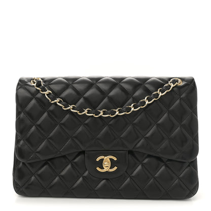 Chanel Lambskin Quilted Jumbo Double Flap Black 1 of 11