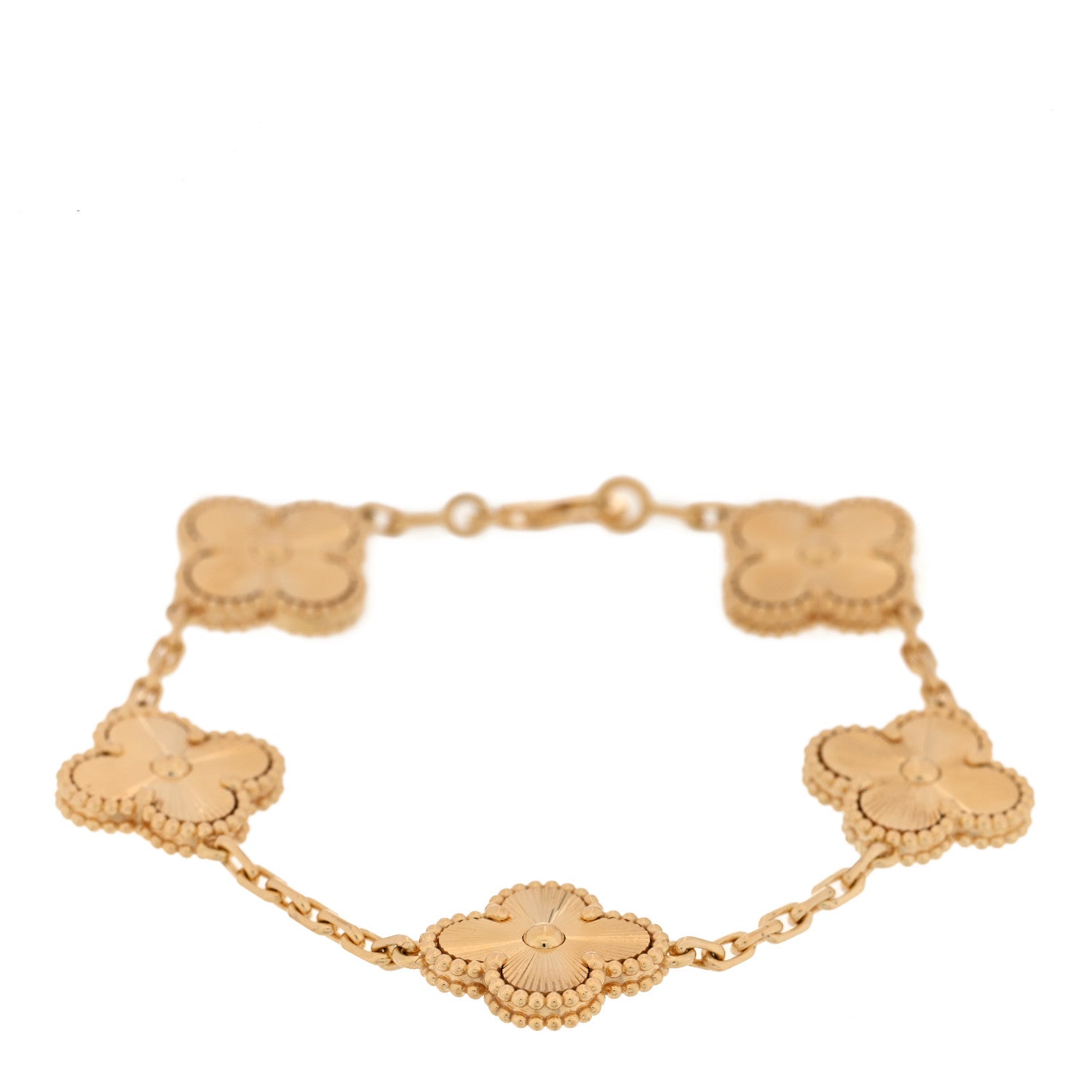 Van Cleef & Arpels 18K Yellow Gold 5 Motifs Guilloche Vintage Alhambra Bracelet 1 of 4