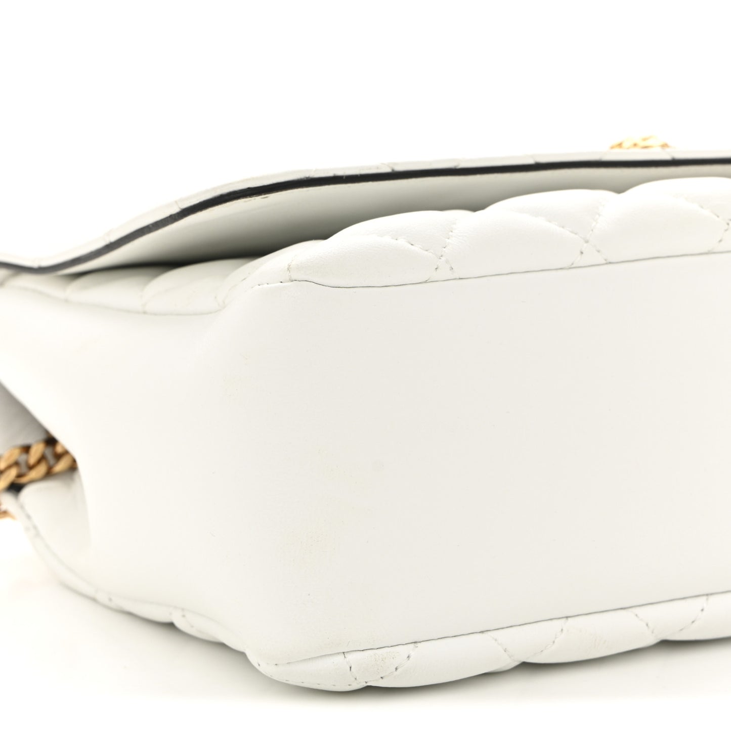 Nappa Quilted Medusa Medium Chain Crossbody White
