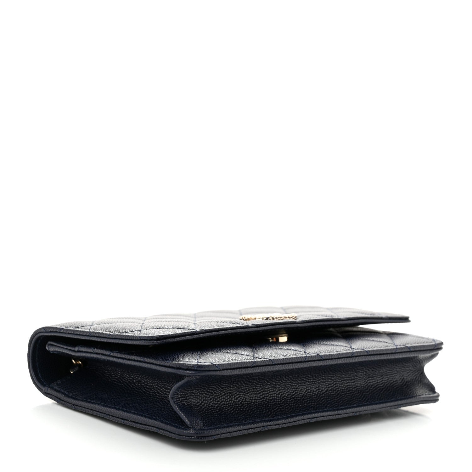 Chanel Caviar Quilted Hammered CC Wallet on Chain WOC Navy Blue 4 of 12