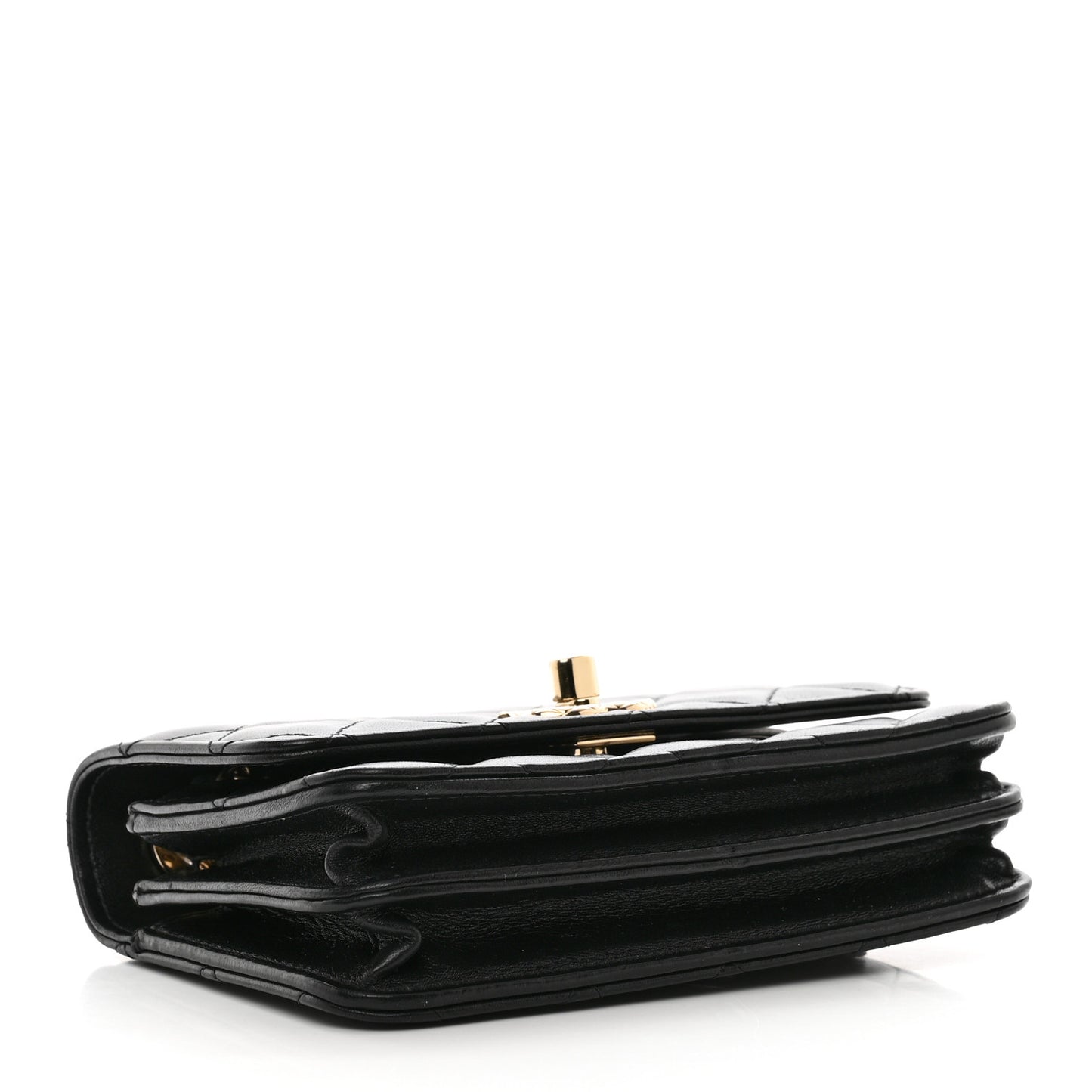 Lambskin Quilted Mini Trendy CC Wallet On Chain WOC Black