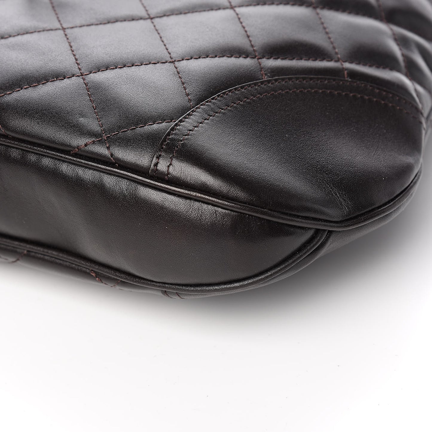 Calfskin Quilted Brook Hobo Dark Brown