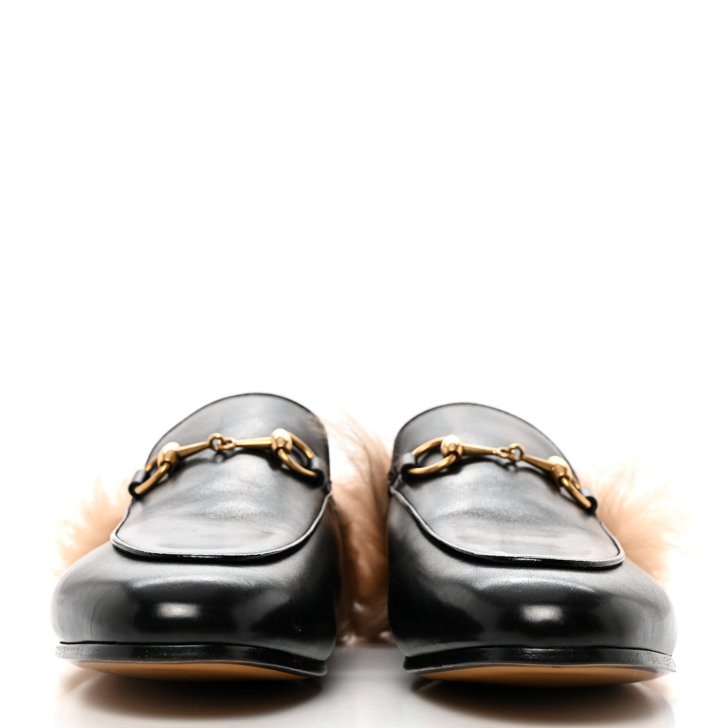 Calfskin Fur Womens Princetown Slippers 35.5 Black