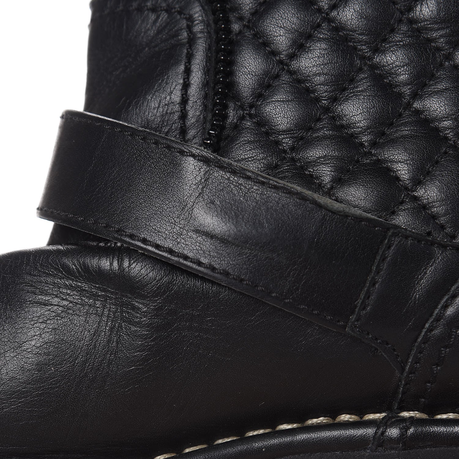Chanel Calfskin Quilted Biker Boots 38.5 Black 10 of 15