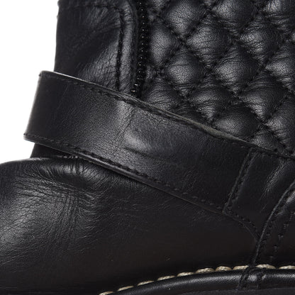 Chanel Calfskin Quilted Biker Boots 38.5 Black 10 of 15