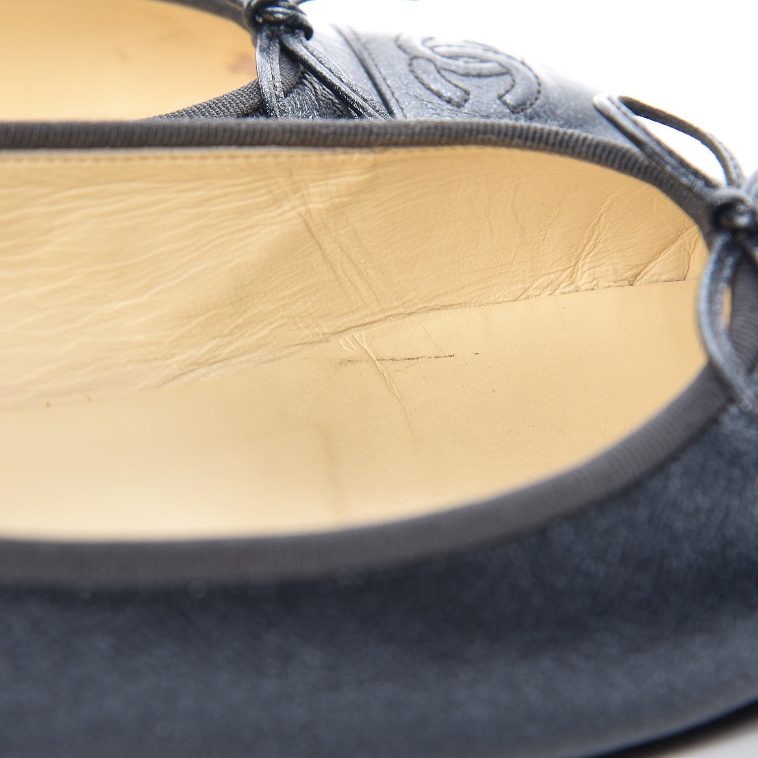 Chanel Metallic Calfskin Cap Toe CC Ballerina Flats 38.5 Silver 11 of 18