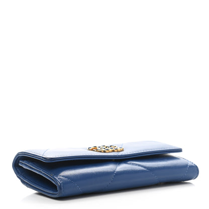 Chanel Goatskin Quilted Chanel 19 Flap Wallet Dark Blue 4 of 8