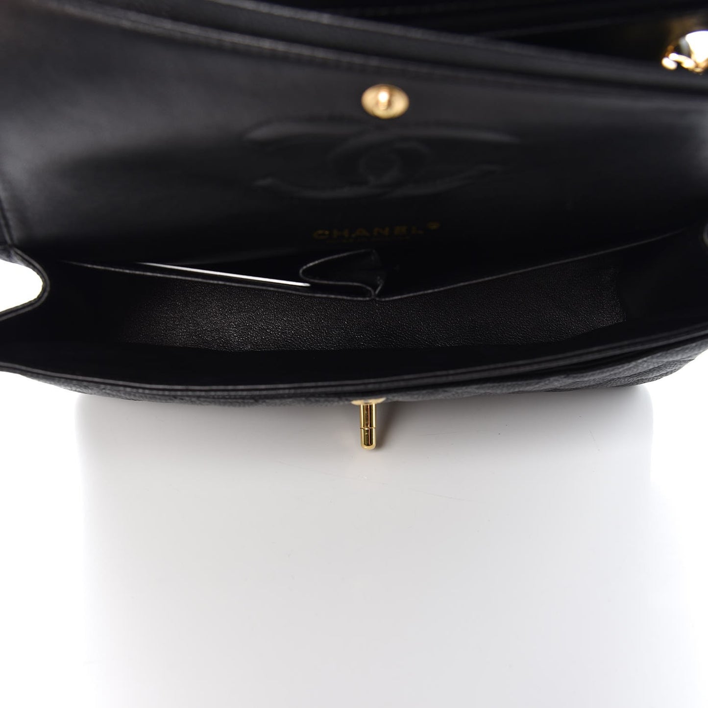 Caviar Quilted Medium Double Flap Black