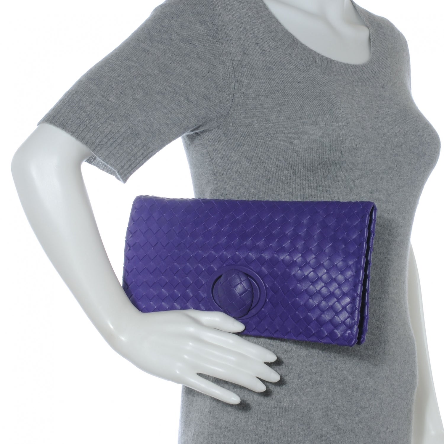 Bottega Veneta Nappa Intrecciato Turnlock Clutch Violet 2 of 8
