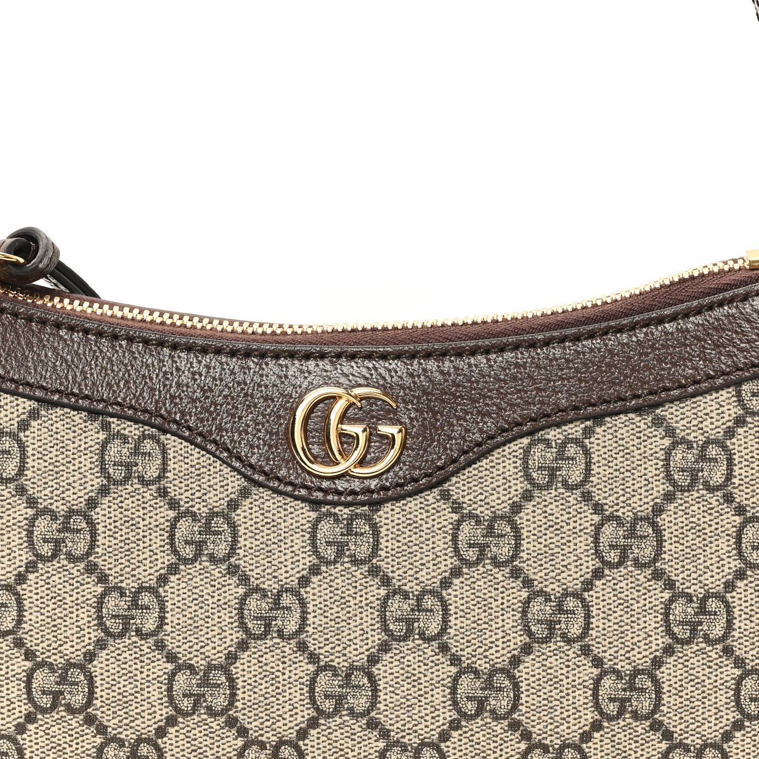 Gucci GG Supreme Monogram Textured Dollar Calfskin Small Ophidia Hobo Beige Ebony New Acero 8 of 11