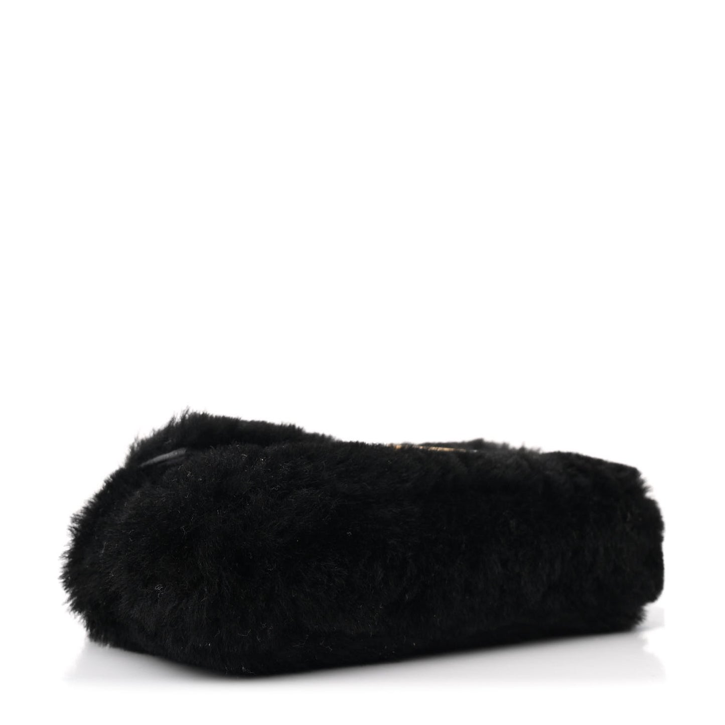 Shearling Shiny Nappa Micro Baguette Black