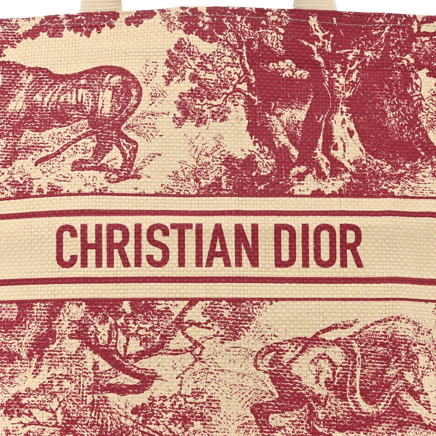 CHRISTIAN DIOR Straw Dioriviera Tote Red