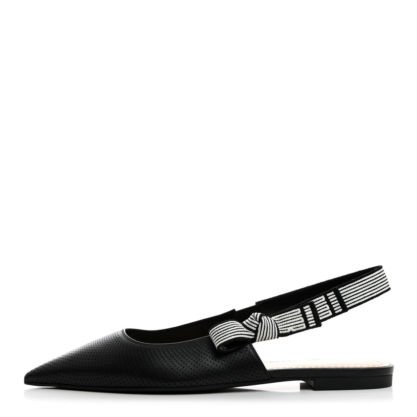 Perforated Supple Lambskin Cotton Ribbon Dior Toujours Slingback Flats 41 Black