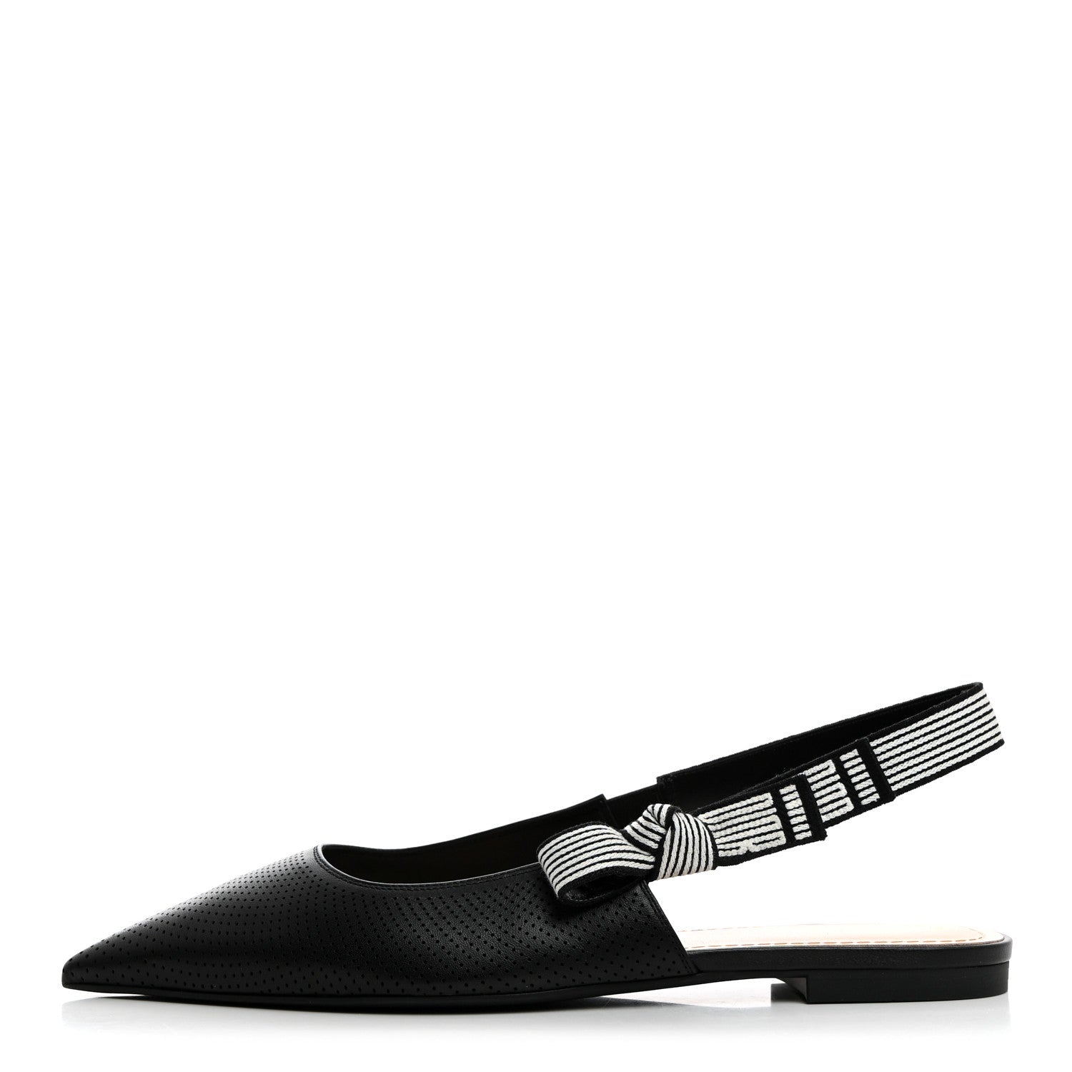 Christian Dior Perforated Supple Lambskin Cotton Ribbon Dior Toujours Slingback Flats 41 Black 1 of 9