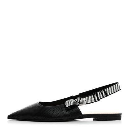 Christian Dior Perforated Supple Lambskin Cotton Ribbon Dior Toujours Slingback Flats 41 Black 1 of 9