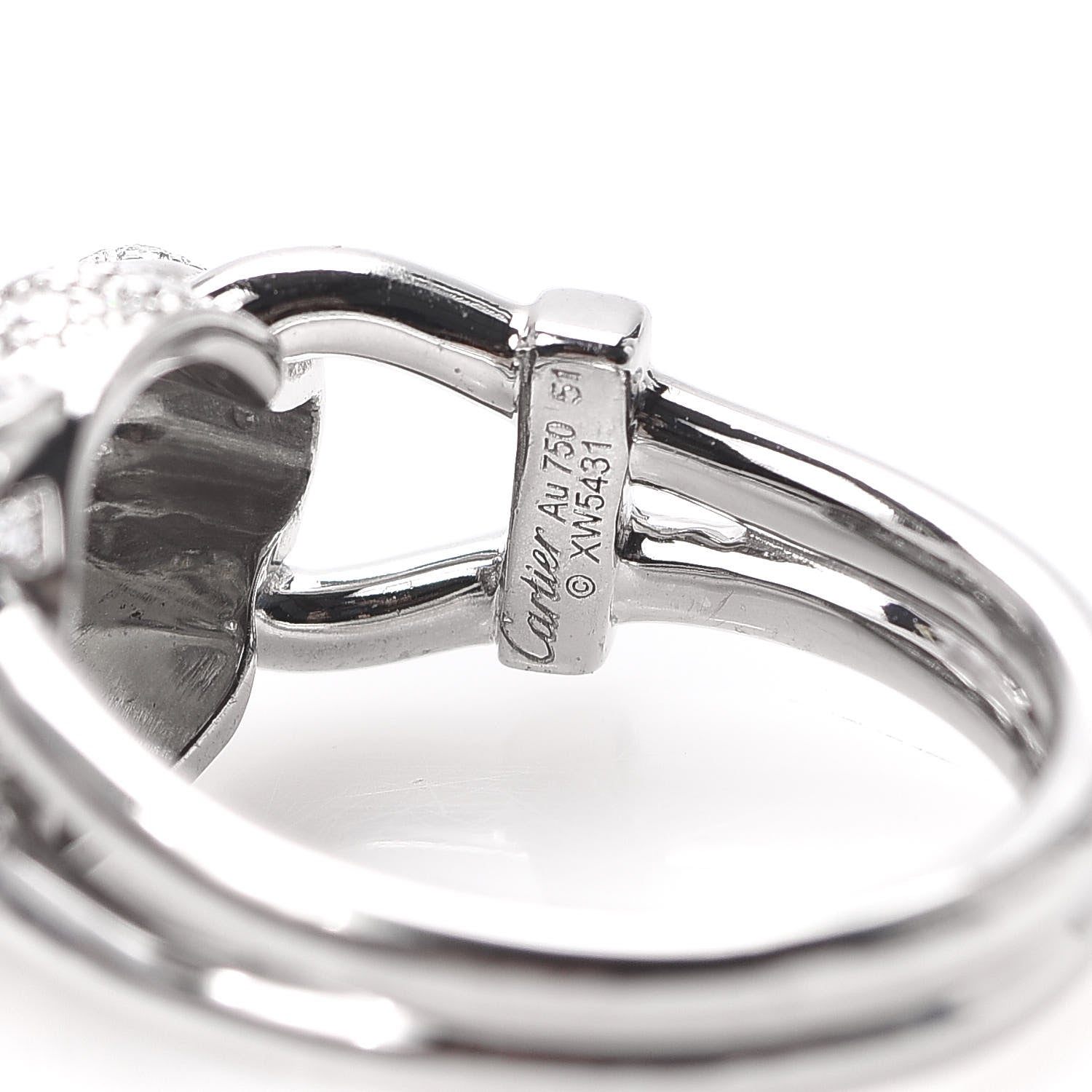 Cartier 18K White Gold Diamond Emerald Black Onyx Panthere de Ring 51 5.75 5 of 5