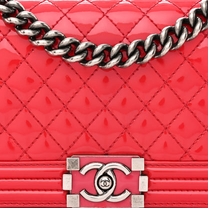 Chanel Patent Calfskin Enamel Quilted Medium Boy Flap Dark Pink 8 of 10