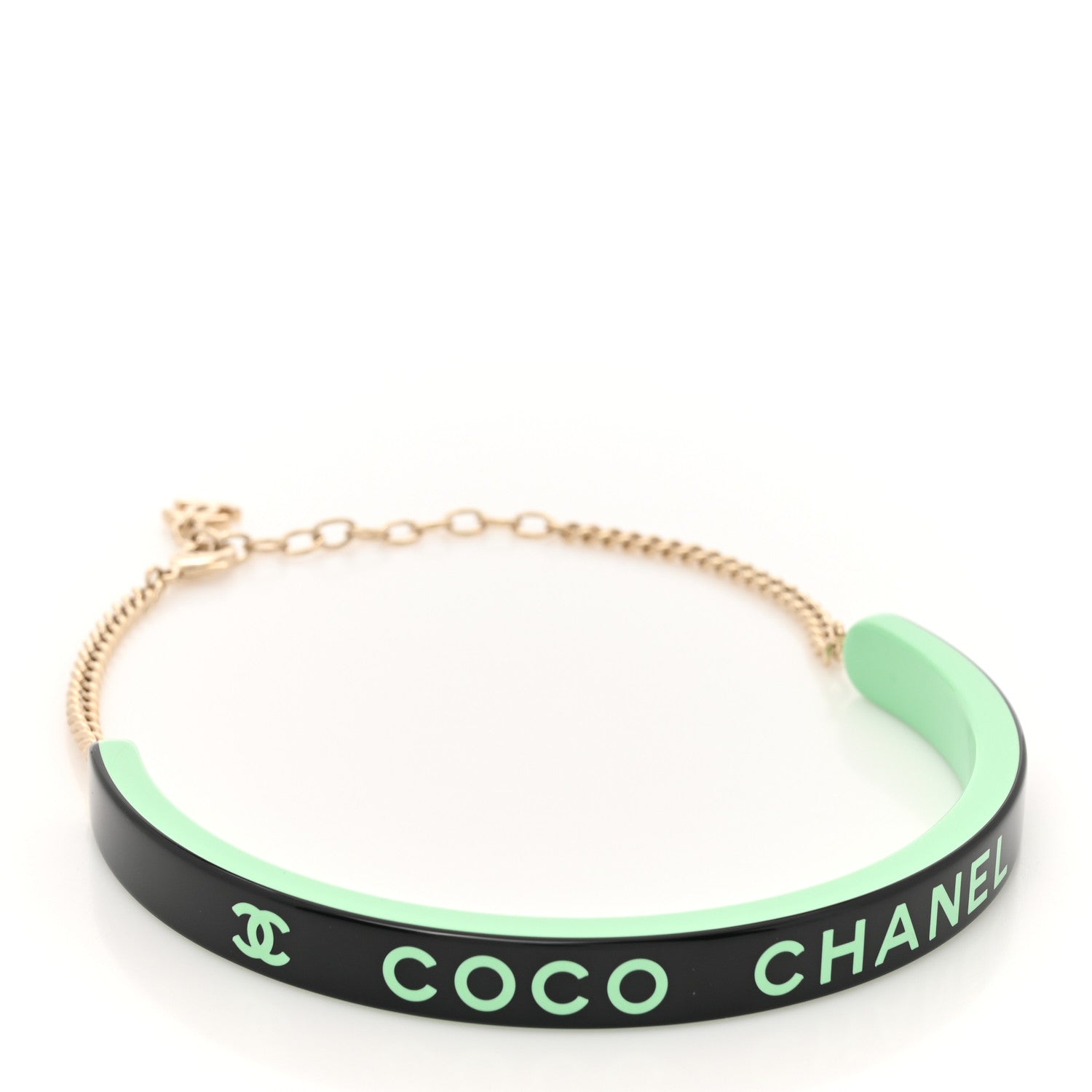 Chanel Resin Logo Choker Green Black 4 of 6