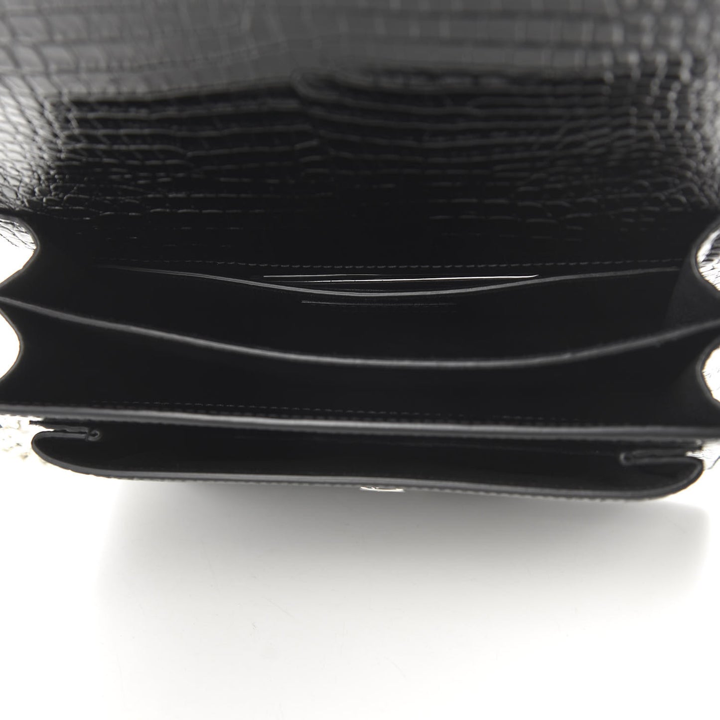 Calfskin Crocodile Embossed Medium Monogram Sunset Black