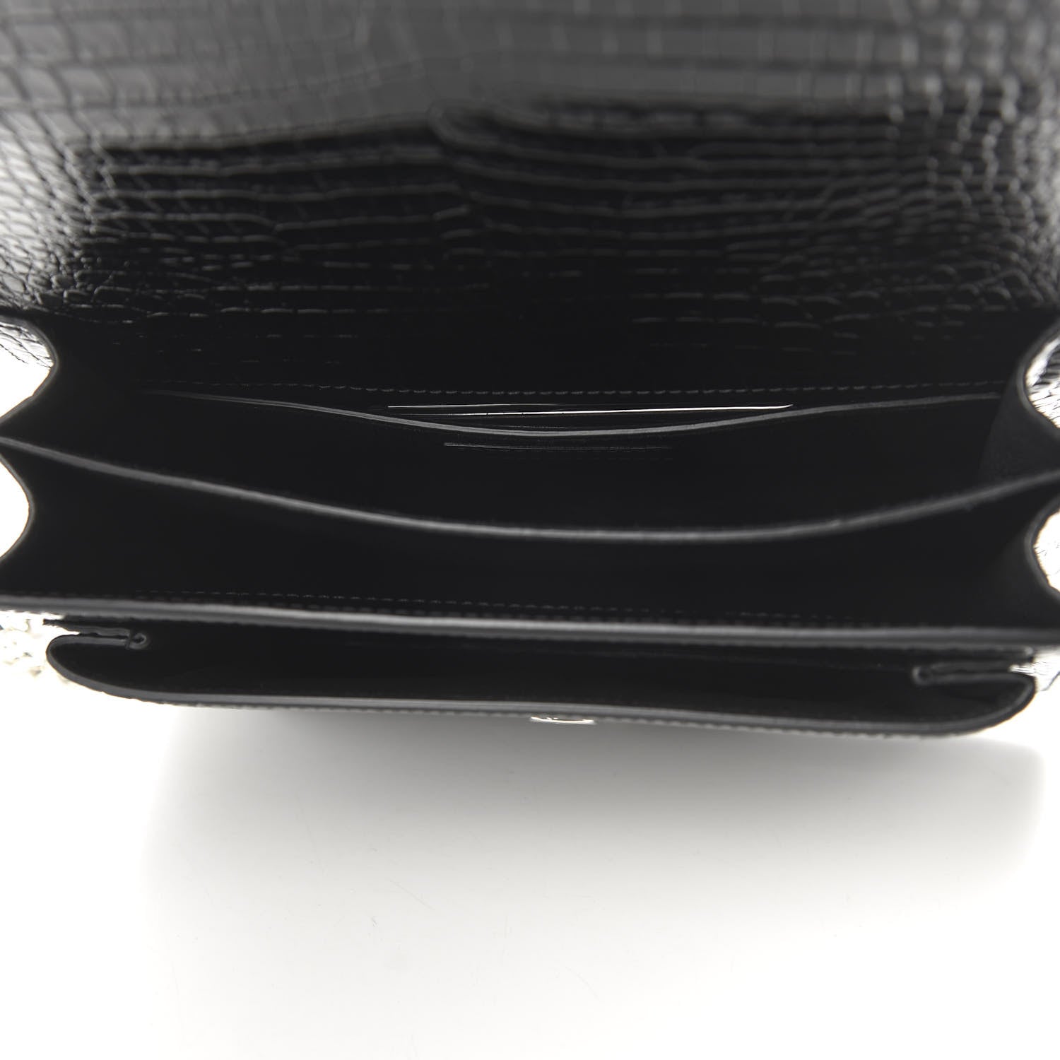Saint Laurent Calfskin Crocodile Embossed Medium Monogram Sunset Black 5 of 9