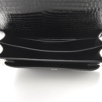 Saint Laurent Calfskin Crocodile Embossed Medium Monogram Sunset Black 5 of 9