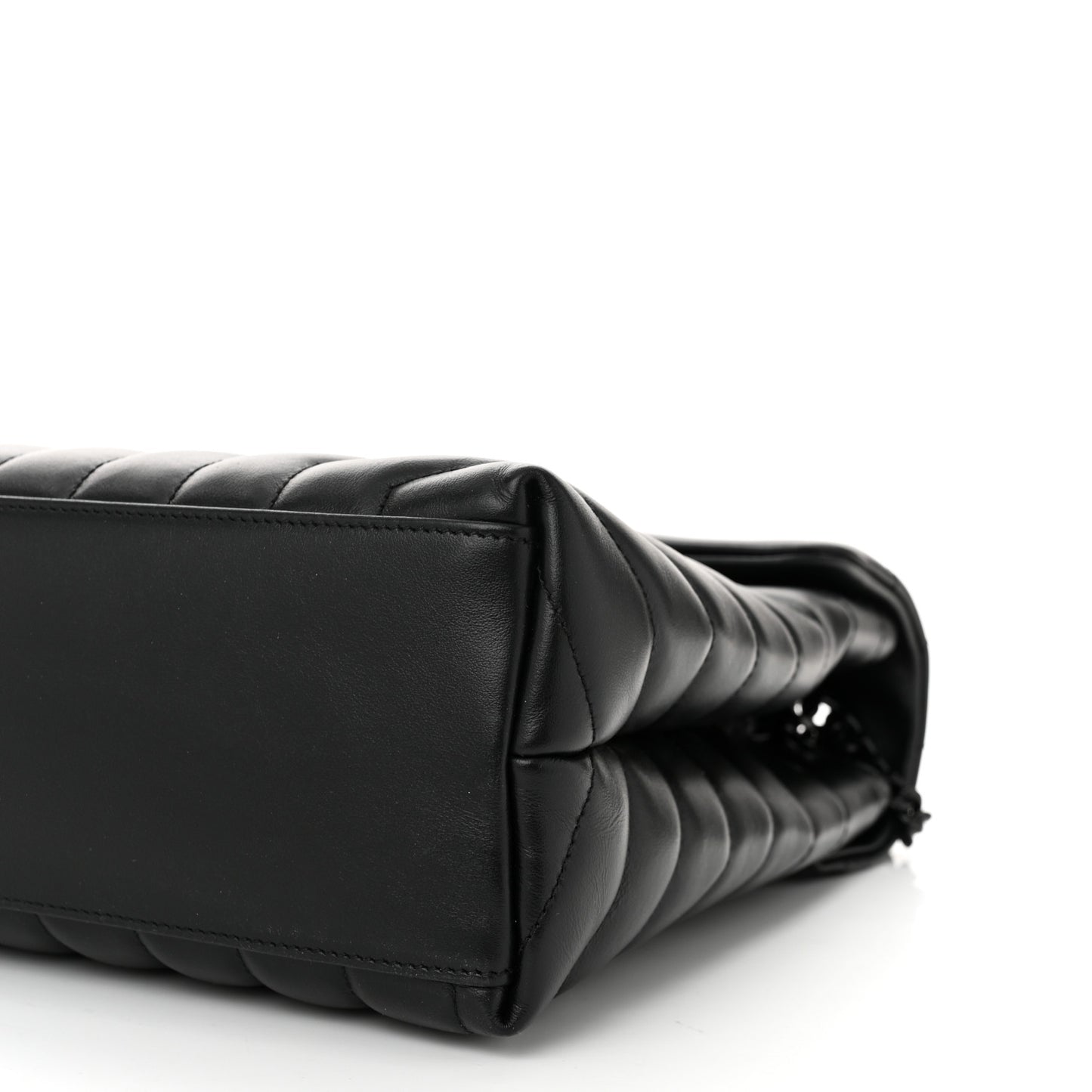 Calfskin Y Quilted Monogram Monochrome Medium Loulou Chain Satchel Black