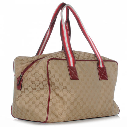 Gucci GG Monogram Web Medium Collapsable Carry On Duffle Beige Red 3 of 8