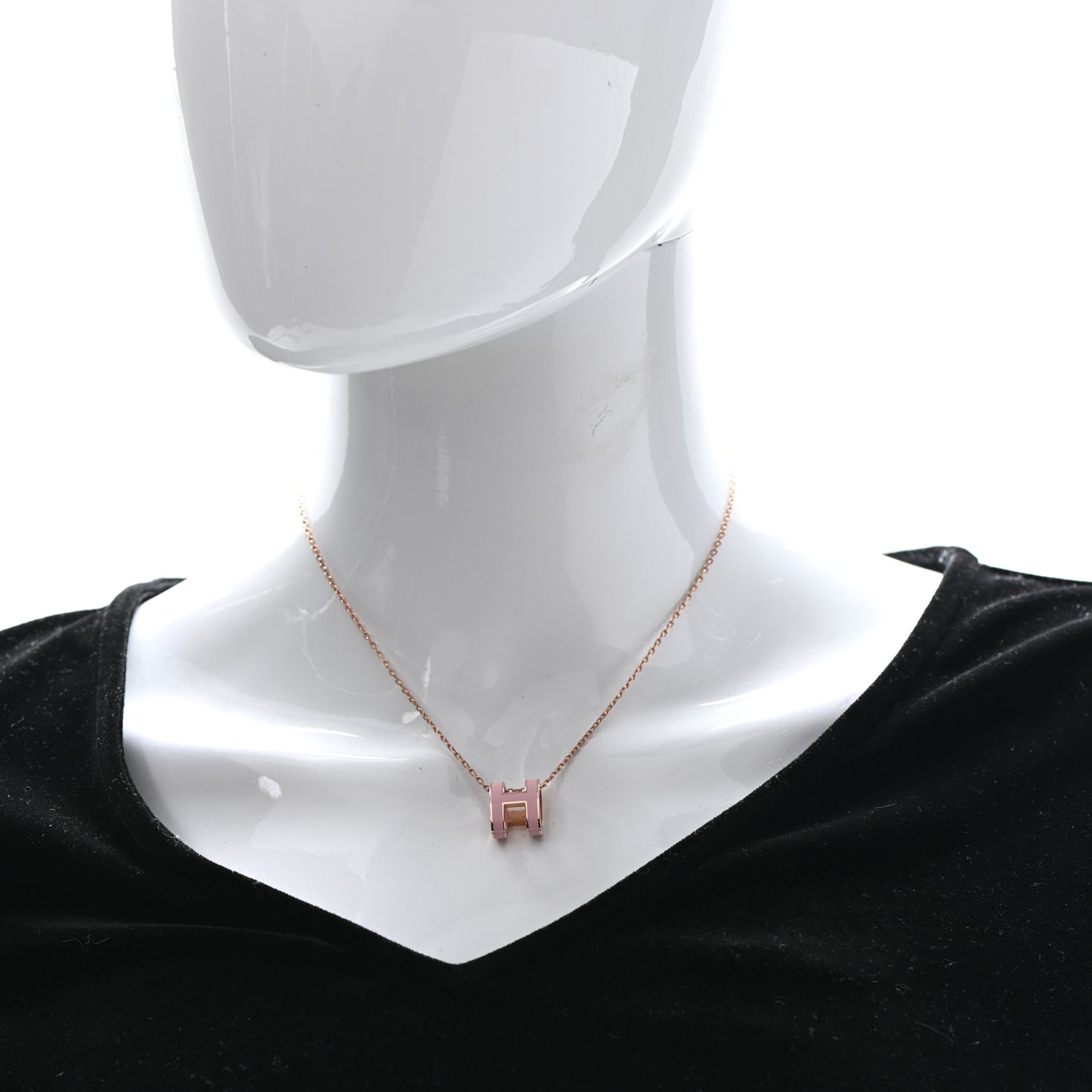 Lacquered Rose Gold Pop H Pendant Necklace Rose Dragee