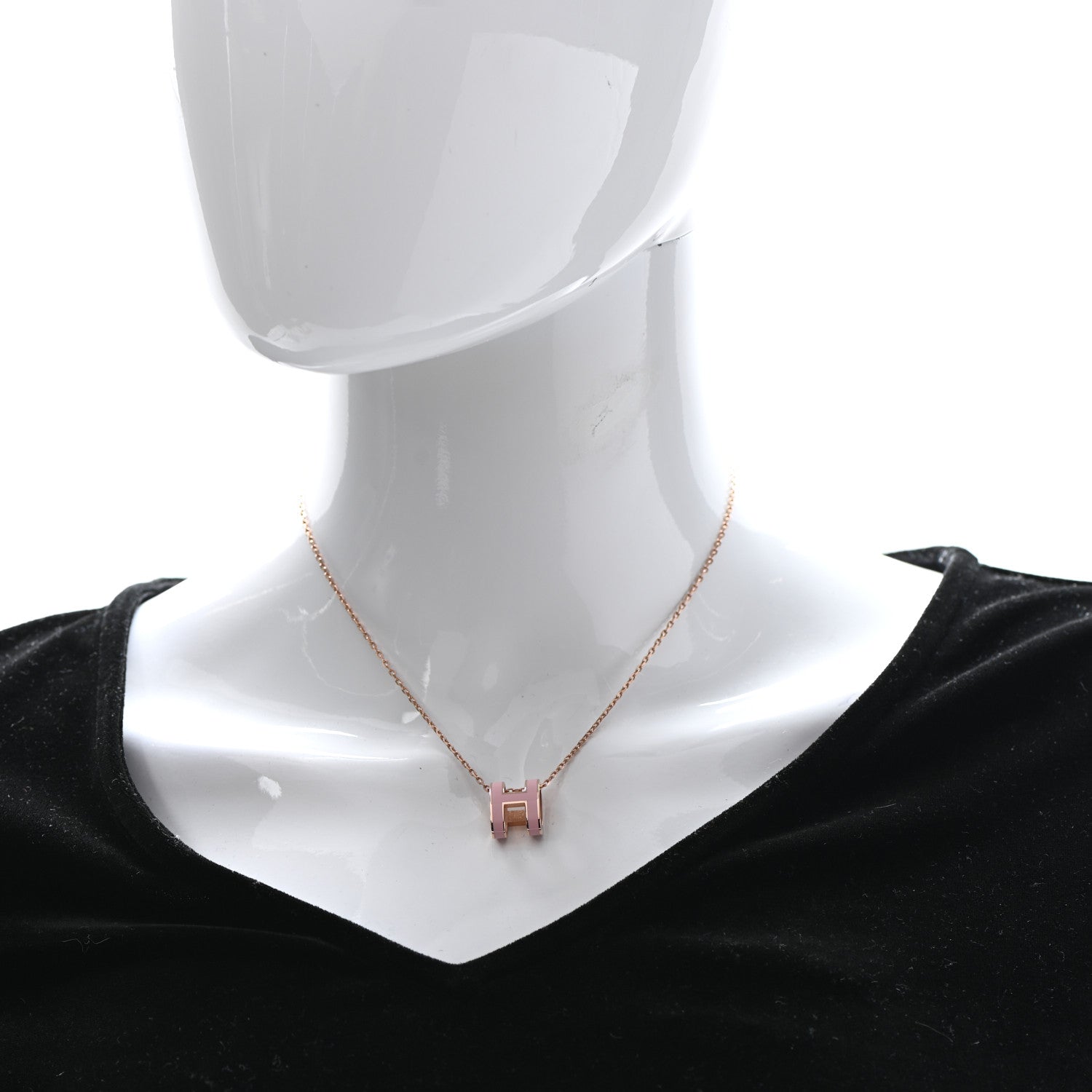 Hermes Lacquered Rose Gold Pop H Pendant Necklace Rose Dragee 2 of 8
