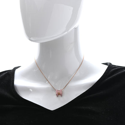 Hermes Lacquered Rose Gold Pop H Pendant Necklace Rose Dragee 2 of 8