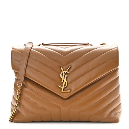 Saint Laurent Calfskin Y Quilted Monogram Medium Loulou Chain Satchel Dark Natural 1 of 13