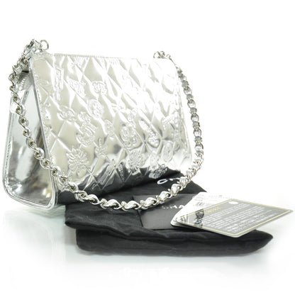 Chanel Metallic Patent Calfskin Lucky Symbols Pochette Silver 3 of 8