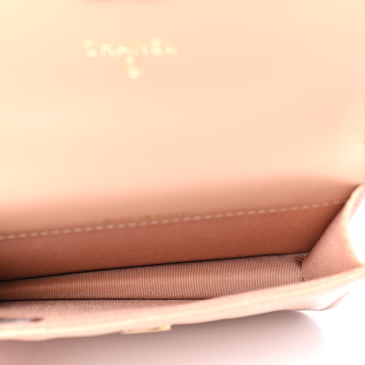 Calfskin Quilted Perfect Fit Coin Purse With Chain Beige