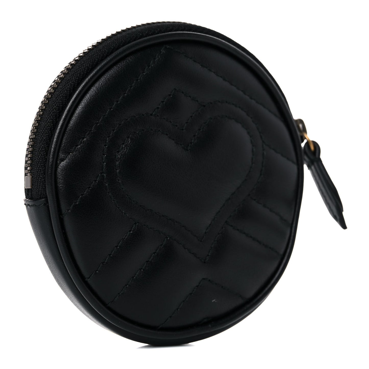 Calfskin Matelasse GG Marmont Round Coin Purse Black