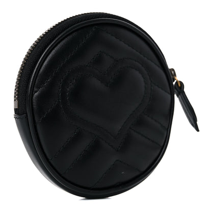 Gucci Calfskin Matelasse GG Marmont Round Coin Purse Black 3 of 9