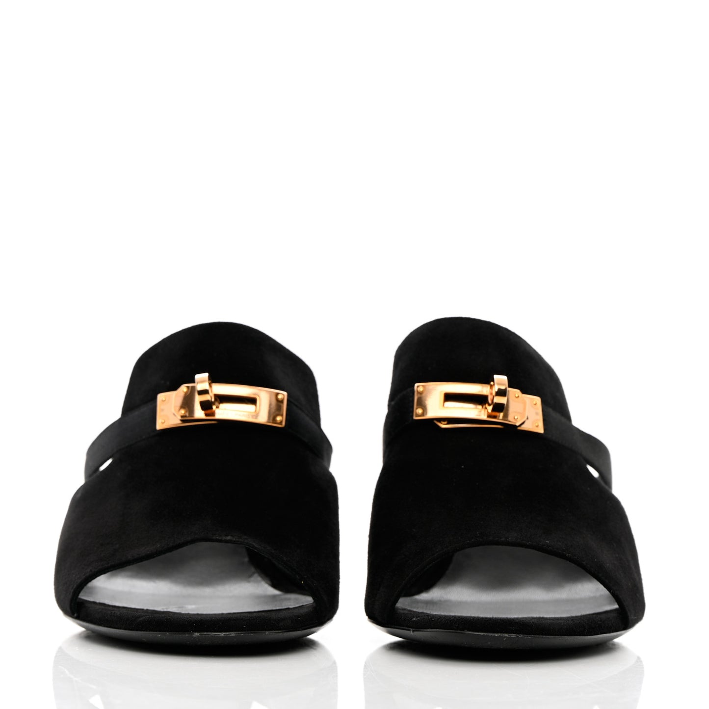 Suede Goatskin Satin Cute Sandals 39.5 Black