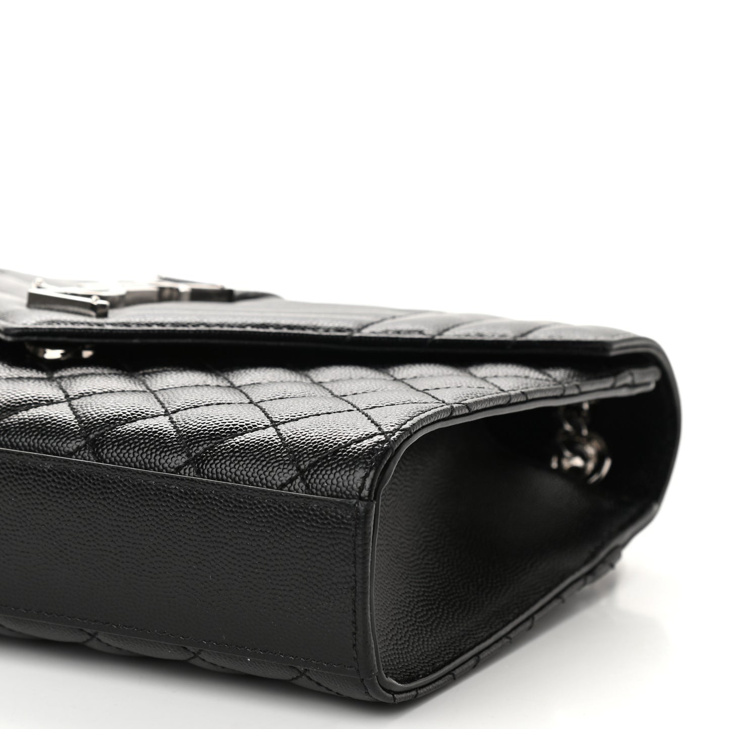 Grain De Poudre Textured Mixed Matelasse Triquilt Medium Monogram Satchel Black