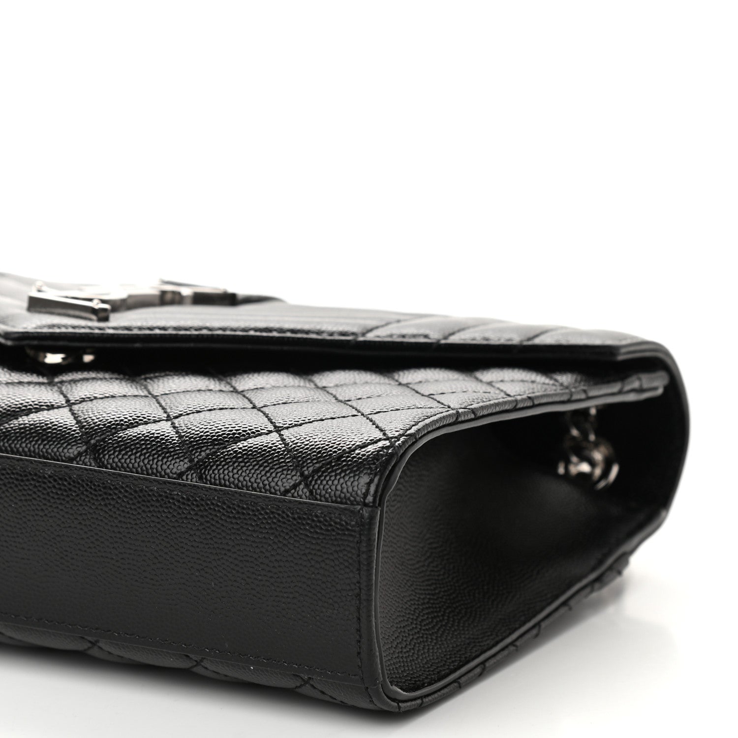 Saint Laurent Grain De Poudre Textured Mixed Matelasse Triquilt Medium Monogram Satchel Black 7 of 7