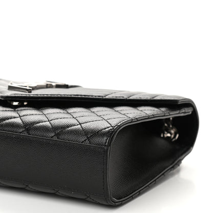 Saint Laurent Grain De Poudre Textured Mixed Matelasse Triquilt Medium Monogram Satchel Black 7 of 7
