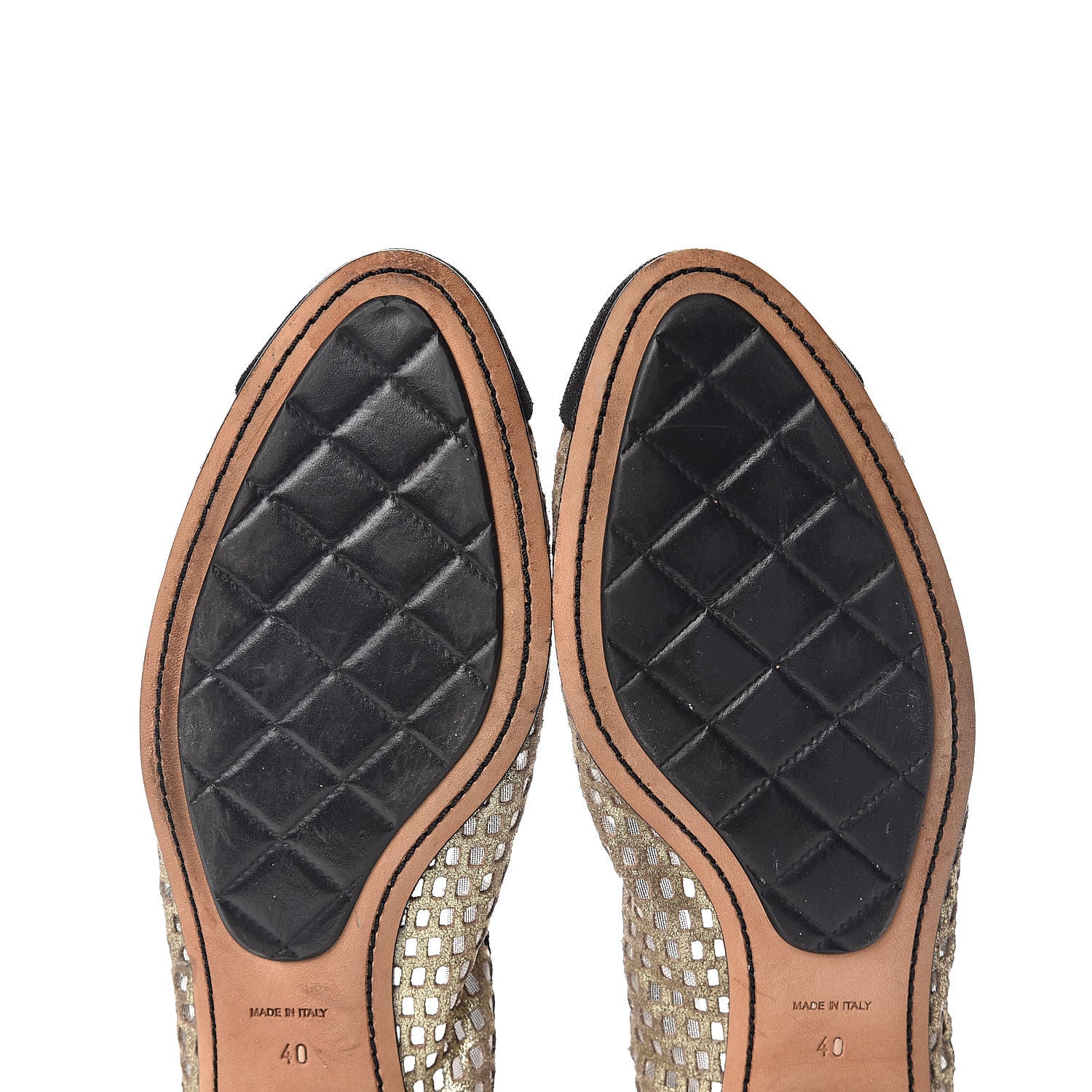 Chanel Perforated Elastic Camellia Ballerina Flats 40 Gold Black 11 of 14