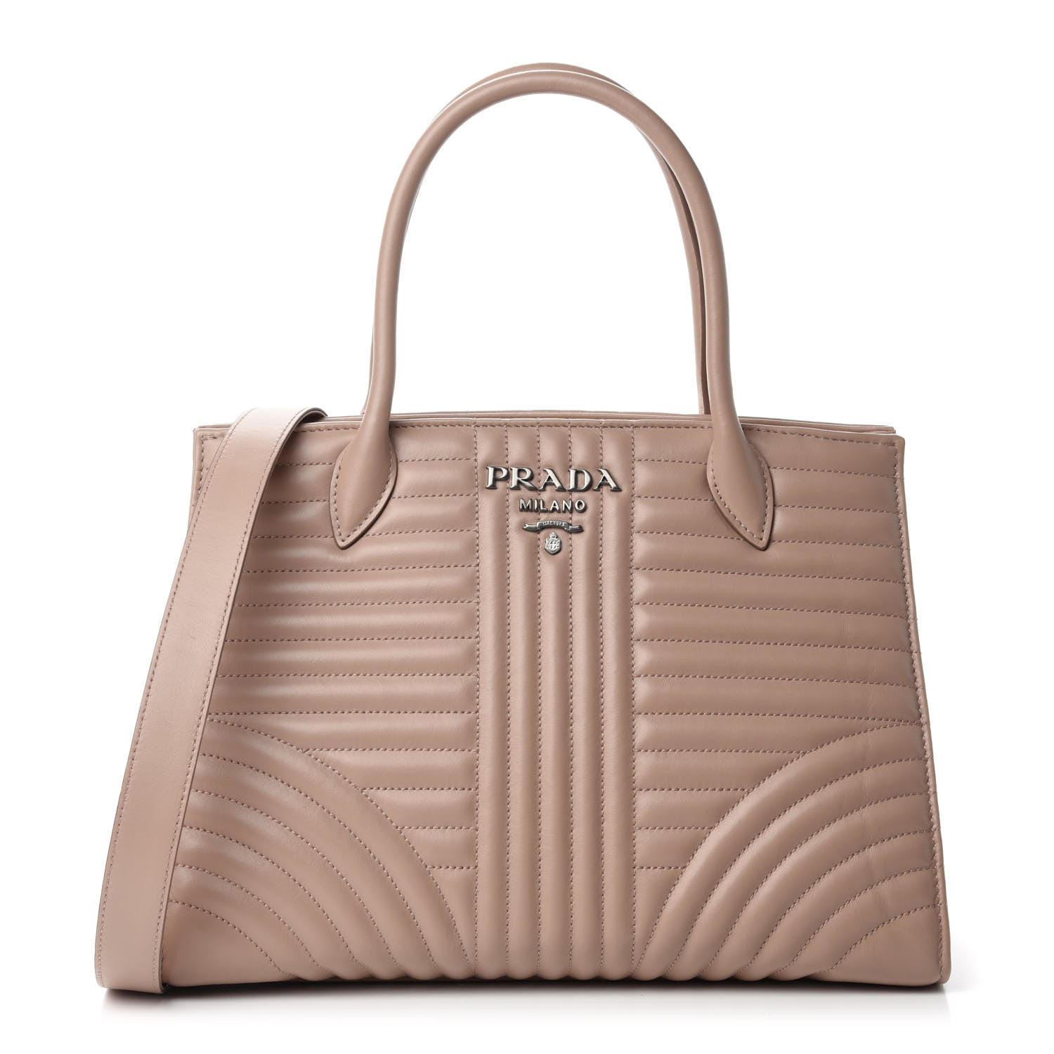 Prada Soft Calfskin Impunture Diagramme Tote Cipria 1 of 9